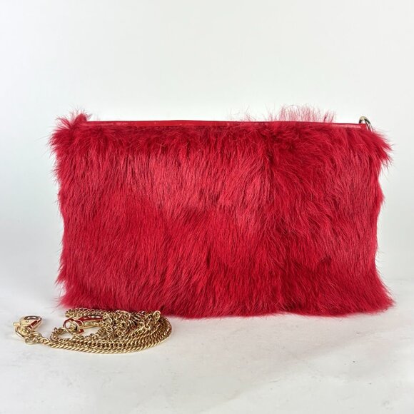 Bold Red Faux Fur Purse with Gold Chain – Glam Statement Bag by alexsusosnu Like - Picture 4 of 9